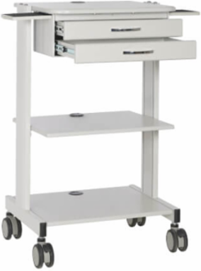 Mobile Workstation, 2x Adjustable Shelves, 2x Metal Drawers, Locking Casters, TAA