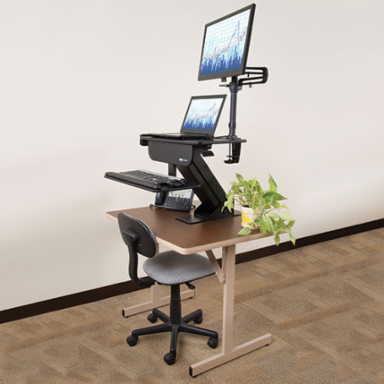 WorkWise Standing Desk Clamp Workstation - 23.6 x 11 Inch Tray, Adjusts 8.5-22 Inch