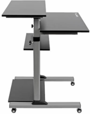 Height Adjustable Rolling Desk Cart, 4 Shelves, 33 lb Capacity, 27.6 Inch Height