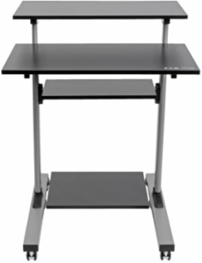 Height Adjustable Rolling Desk Cart, 4 Shelves, 33 lb Capacity, 27.6 Inch Height