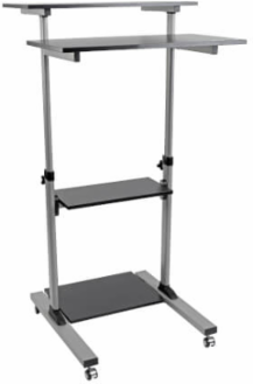 Height Adjustable Rolling Desk Cart, 4 Shelves, 33 lb Capacity, 27.6 Inch Height