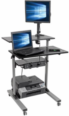 Height Adjustable Rolling Desk Cart, 4 Shelves, 33 lb Capacity, 27.6 Inch Height