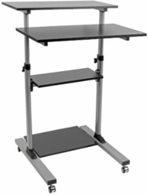 Height Adjustable Rolling Desk Cart, 4 Shelves, 33 lb Capacity, 27.6 Inch Height