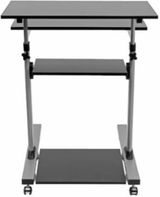 Height Adjustable Rolling Desk Cart, 4 Shelves, 33 lb Capacity, 27.6 Inch Height