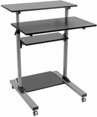 Height Adjustable Rolling Desk Cart, 4 Shelves, 33 lb Capacity, 27.6 Inch Height