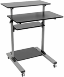 Height Adjustable Rolling Desk Cart, 4 Shelves, 33 lb Capacity, 27.6 Inch Height