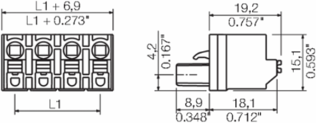 PCB Connector 4 Pole, 7.62 mm, PUSH IN, Max Clamping 2.5 mm2, Height 0.594 Inch