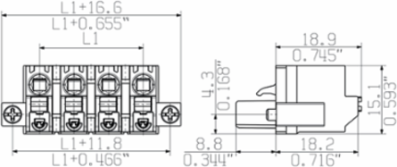 OMNIMATE Power PCB Connector, 7.62mm, 3 Poles, Push In, 20A, 1000V