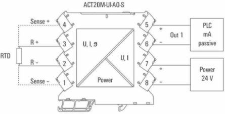 Universal Signal Converter, 2-4 Wire RTD/Thermocouple, 80g Weight, 114.3mm Depth