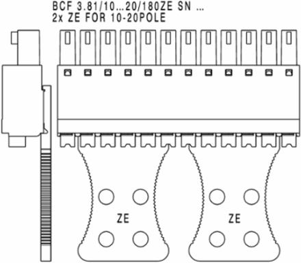 PCB Connector 3.81 mm Pitch, 10 Poles, PUSH IN Connection, Rated Voltage 300V