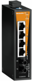 Unmanaged Network Switch, 4 x RJ45, 1 ST Multi-mode, IP30, -10 C to 60 C