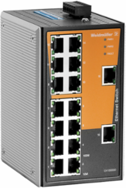 Unmanaged 16-Port Fast Ethernet Switch, IP30, 1,140g, 12/24/48V DC