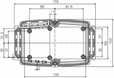 IP65 Polycarbonate Enclosure 7.126 Inch x 4.094 Inch, UL 94 5VA