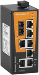Unmanaged Network Switch, 7 RJ45 Ports, SC Multi-mode, IP30, -40 C to 75 C