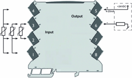 Temperature Converter, 4-20 mA Output, Input PT100 -200...+850 C