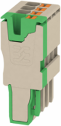Plug 2.5 mm2, 800 V, 24 A, 4 Poles, Dark Beige/Green