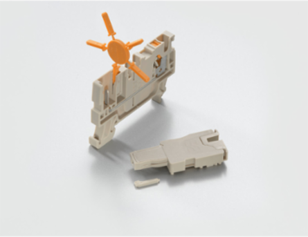 APGCE Push-In Terminal Block, 0.433 Inch Height, 0.089 Inch Depth, Orange
