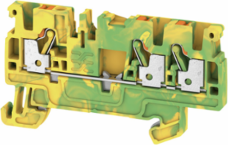 PE Terminal Block 2.5 mm2, PUSH IN, Green/Yellow, Rated Current 300 A