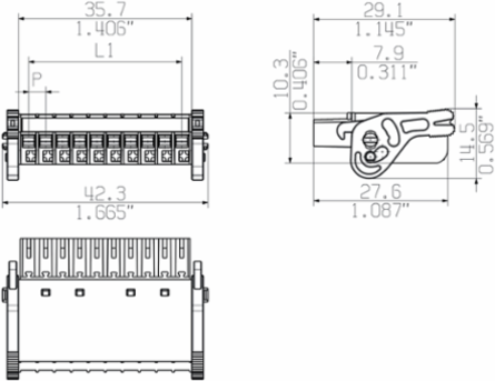 PCB Plug-in Connector 3.5 mm 10 Poles 180  Tension-clamp Connection