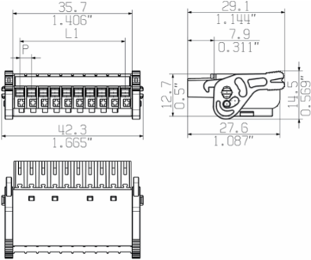 BL-I/O Female Connector 3.50 mm, 10 Poles, 180 , PBT Insulation