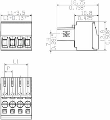 PCB Plug-in Connector, Female, 3.50 mm Pitch, 8 Poles, 180  Angle, Max. 1.5 mm2