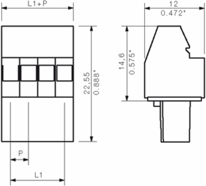 PCB Connector - 3.50 mm Pitch, 16 Poles, 270  Angle, Max 1.5 mm2 Clamping Range