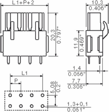 PCB Plug-in Connector, 5 Poles, 5.08 mm Pitch, 180  Elbow, 3.2 mm Solder Pins