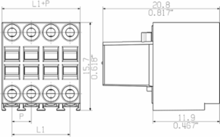 B2L Female Plug 3.50 mm, 16 Poles, 180  Outlet, Tension Clamp Connection