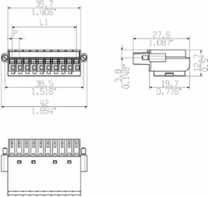 PCB Connector, 3.50 mm Pitch, 10 Poles, PUSH IN, Tension-clamp Connection