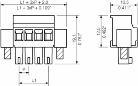 PCB Connector, 3.81 mm Pitch, 4 Poles, 90 , Clamping Range: 1.5 mm2