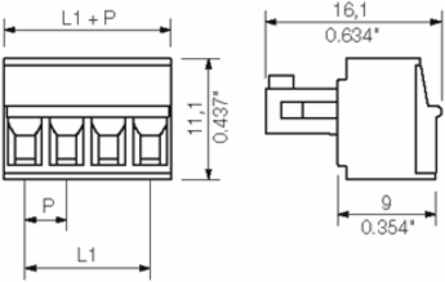 PCB Connector 3.81 mm Pitch, 17 Poles, 180  Angle, 1.5 mm2 Clamping