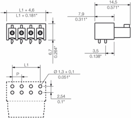 PCB Plug-in Connector, 3.81 mm Pitch, 2 Poles, 1.5 mm Solder Pin Length, Black