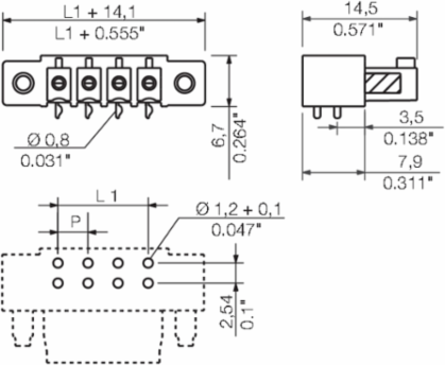 PCB Plug-In Connector, Female Header, 3 Poles, 3.81 mm Pitch, 1.5 mm Solder Pin Length