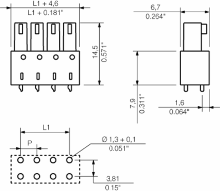 BCL-SMT PCB Plug-in Connector, 3 Poles, 3.81 mm Pitch, THT/THR Solder, 1.5 mm Pin Length