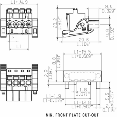 PCB Plug-In Connector, 8 Poles, 5.08 mm Pitch, 270 Angle, 300 V