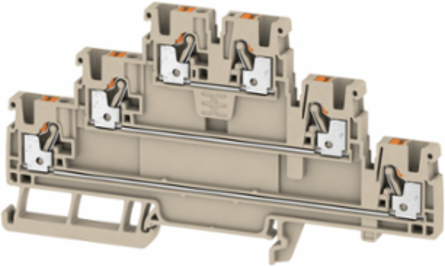 Feed-Through Terminal, 2.5 mm2, 800 V, 22 A, PUSH IN Technology, Dark Beige