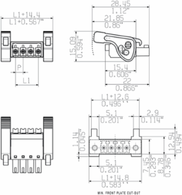 PCB Plug-In Connector, 3.81 mm Pitch, 5 Poles, 180 , Push In Connection, 17.5 A
