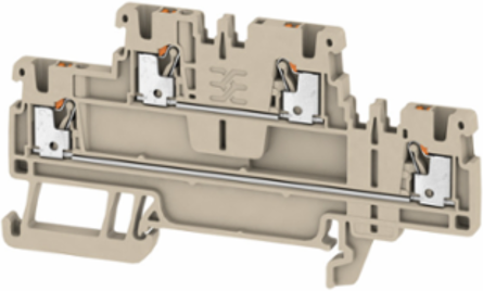PUSH IN Double-Tier Terminal Block, 1.5 mm2, 500 V, 16 A, Dark Beige
