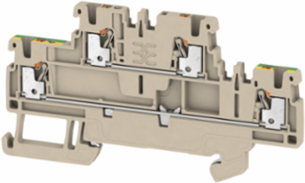 Double-Tier Terminal Block, PUSH IN, 1.5 mm2, 500 V, 16 A, Dark Beige