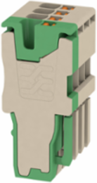 Plug 1.5 mm2, 500 V, 17.5 A, Dark Beige/Green, 14 mm Height, Push In Technology