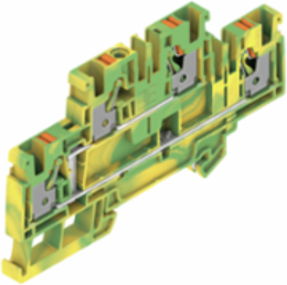 Double-tier Terminal Block, 4 mm², 800 V, Push-In, Green/Yellow
