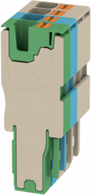 Plug 4 mm2, 690 V, 32 A, PUSH IN, Dark Beige and Green