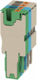 Plug 4 mm2, 690 V, 32 A, PUSH IN, Dark Beige and Green