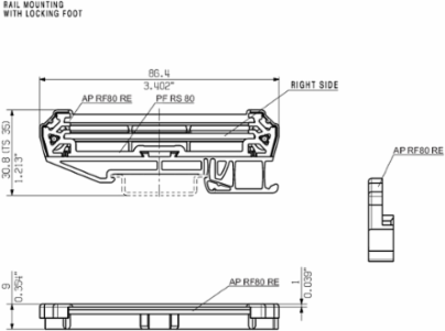 End Plate for RS 80 Housing - 3.402 Inch Length, 0.354 Inch Width, Pebble Grey