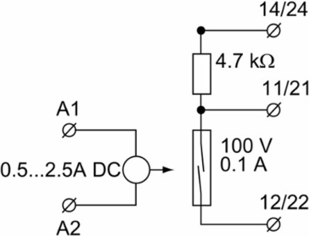 Current Monitoring Relay 0.5-2.5 A DC, Screw Connection, 92 mm Length