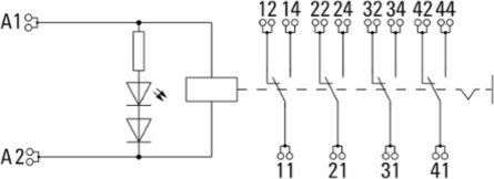 RCM Relay Module with 4 CO Contacts, 115V AC, 6A Current, Push-In Connection