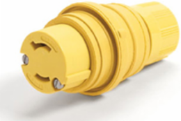 Watertite Connector, 2 Pole/2 Wire, NEMA L1-15, 125V, IP67, Locking Blade