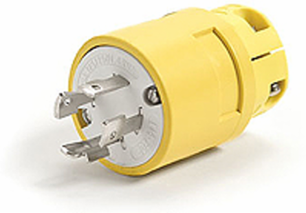 Super-Safeway Plug, 3 Pole/4 Wire, NEMA L15-20, 3Ø 250V, 20A Locking Blade