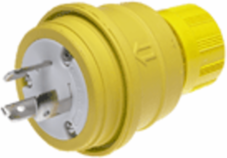 Watertite® Plug with Locking Blade, 3 Pole/3 Wire, 250V, Cord Grip Body F3 3/4"