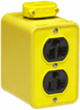 Super-Safeway Multiple Outlet Box, Standard Depth, 2 Receptacles, NEMA 5-20, Rubber